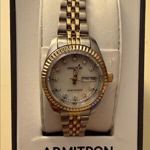 Armitron Two-Tone Gold and Silver Women’s Bracelet Watch — White Dial